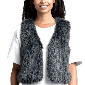 Kids. Roommate Gray/ Black Mixed Furry Vest Sz XL.